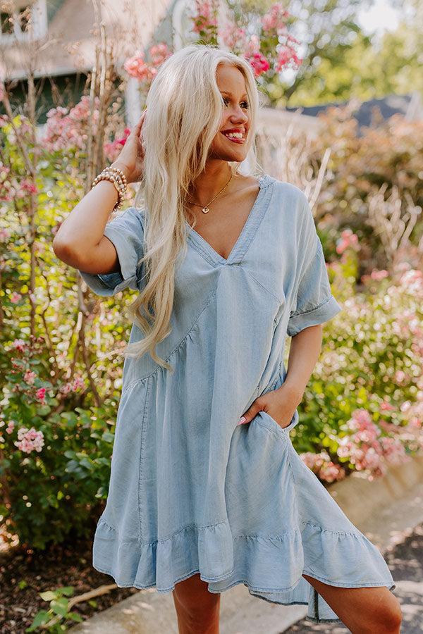 Farmers Market Cutie Chambray Mini Dress Product Image