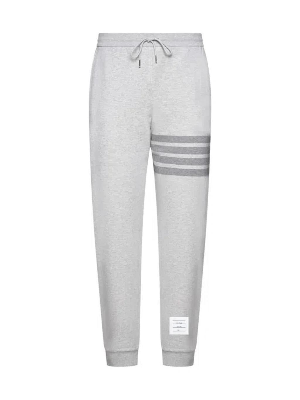 Grey 4-bar Stripe Cotton Track Pants In Light Grey Product Image