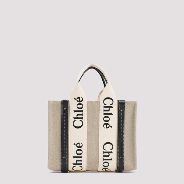 CHLOÉ White Blue Small Woody Tote Bag In Neutrals Product Image