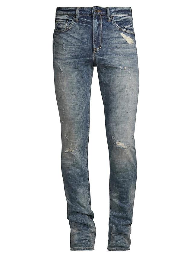 Mens Windsor Distressed Ripped Knee Stretch Skinny Jeans Product Image