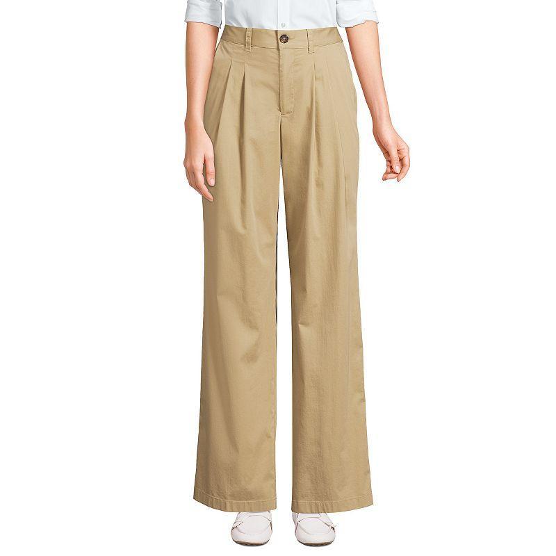 Womens Lands End High Rise Crisp Poplin Chino Wide Leg Pants Deep Blue Product Image