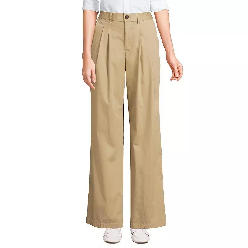 Womens Lands End High Rise Crisp Poplin Chino Wide Leg Pants Deep Blue Product Image