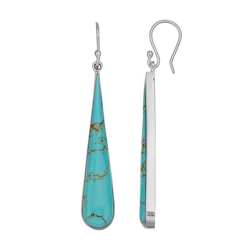 Sterling Silver Simulated Turquoise Teardrop Earrings, Womens, Blue Product Image