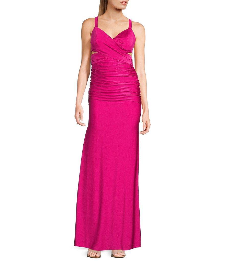 Blondie Nites V-Neck Power Satin Tie Back Long Gown product image