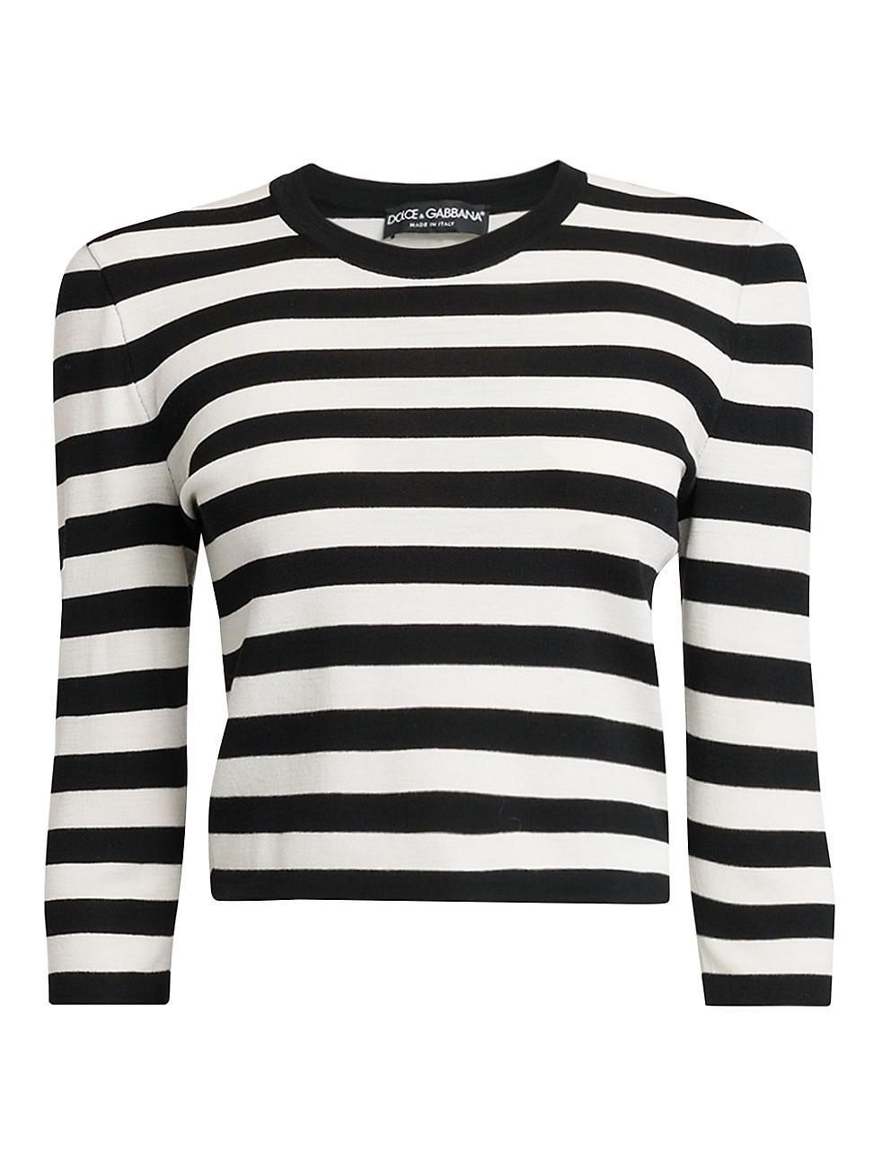 Womens Stripe Virgin Wool Blouse Product Image