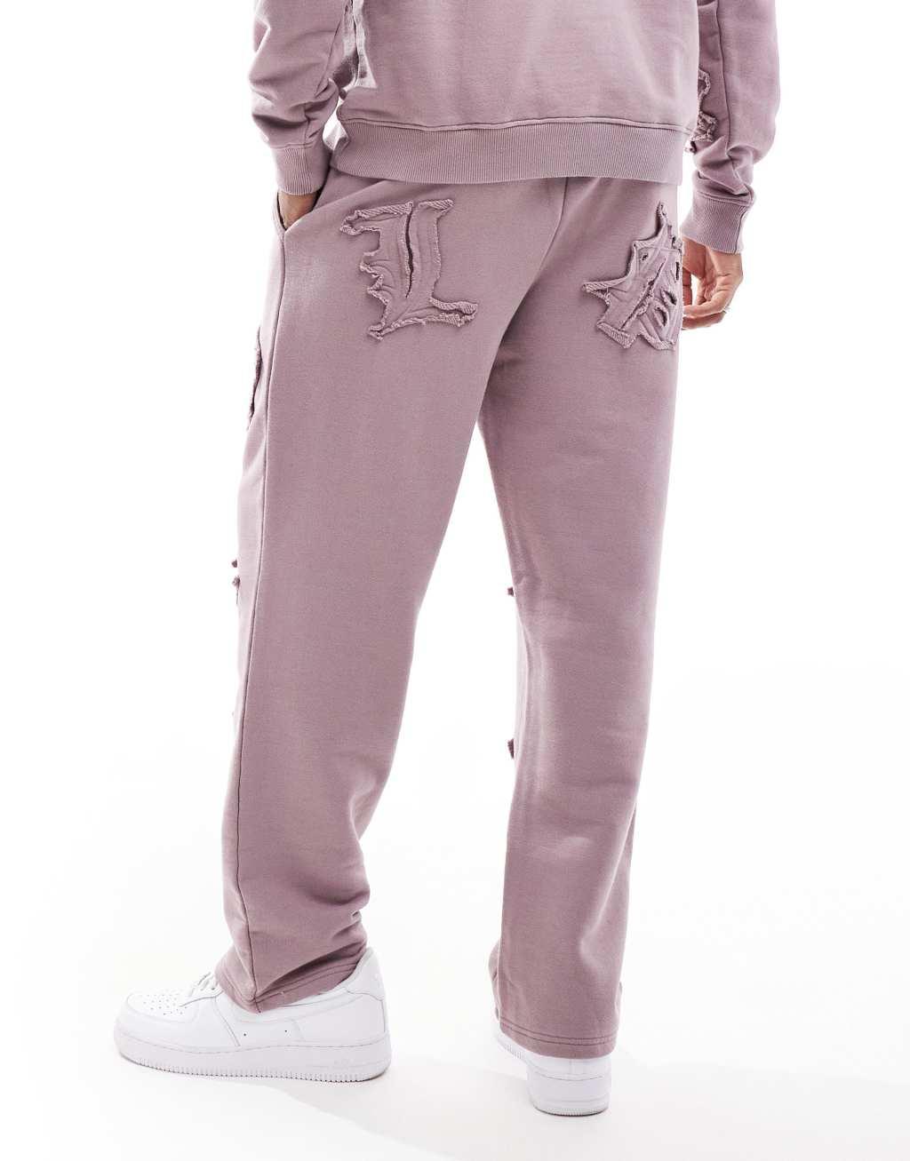 Liquor N Poker allover motif straight leg sweatpants in berry mix - part of a set Product Image