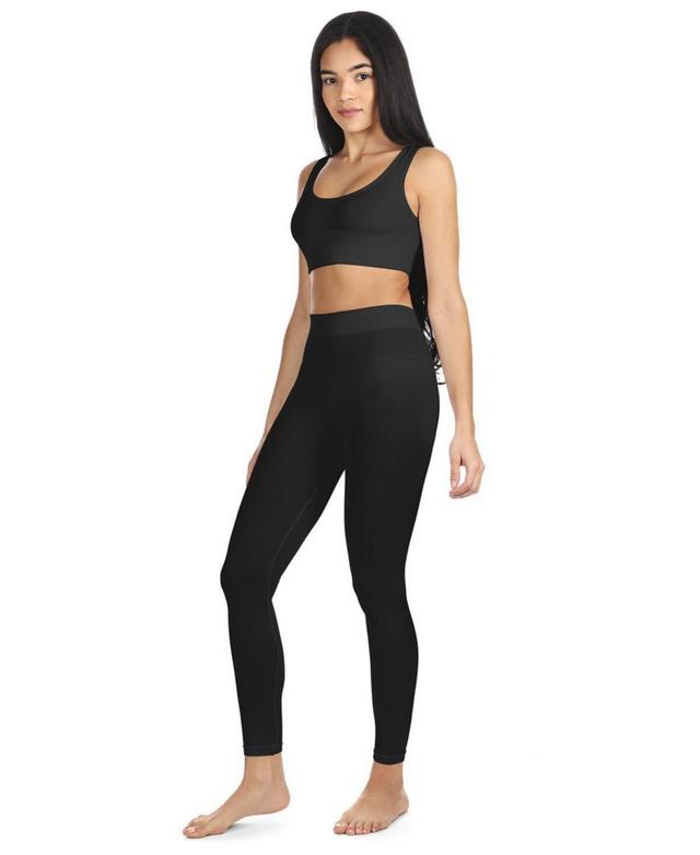 MeMoi Womens Seamless Ribbed Leggings with Wide Waistband Product Image