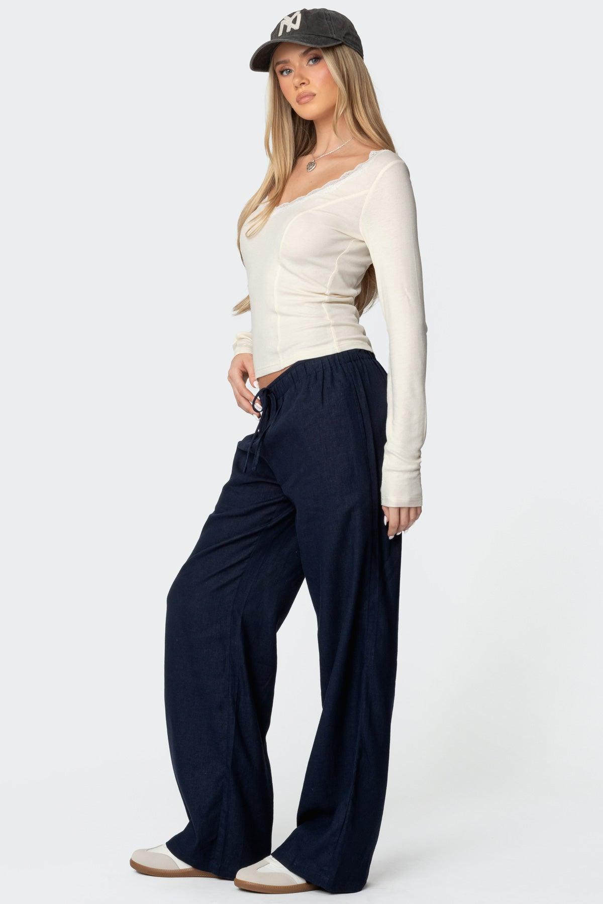 Yasmine Linen Look Pants Product Image