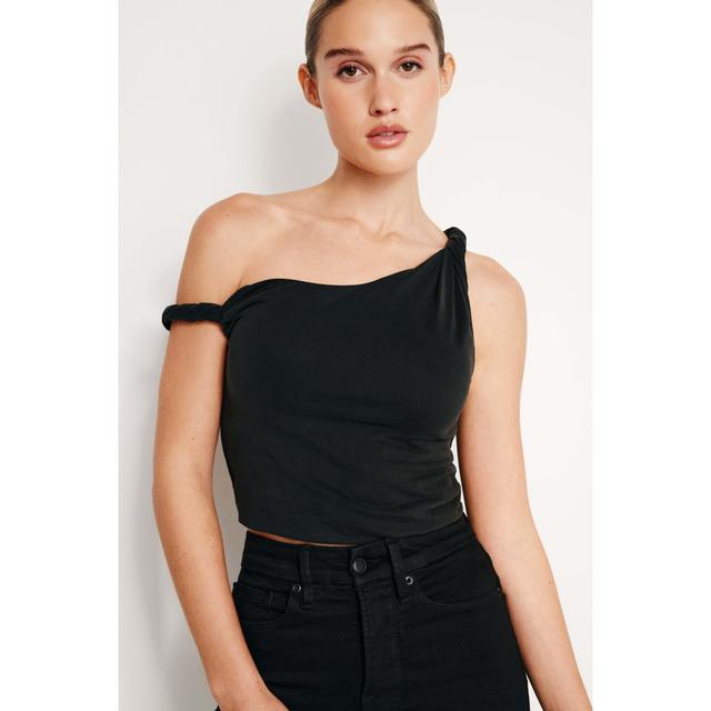 Womens Sandwashed Jersey Twist Top | Black, Size 4XL | Good American by Khlo Kardashian Product Image