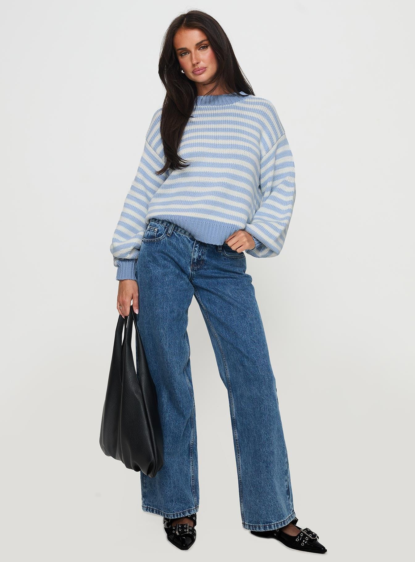 Harmony Knit Sweater Blue / White Stripe Product Image