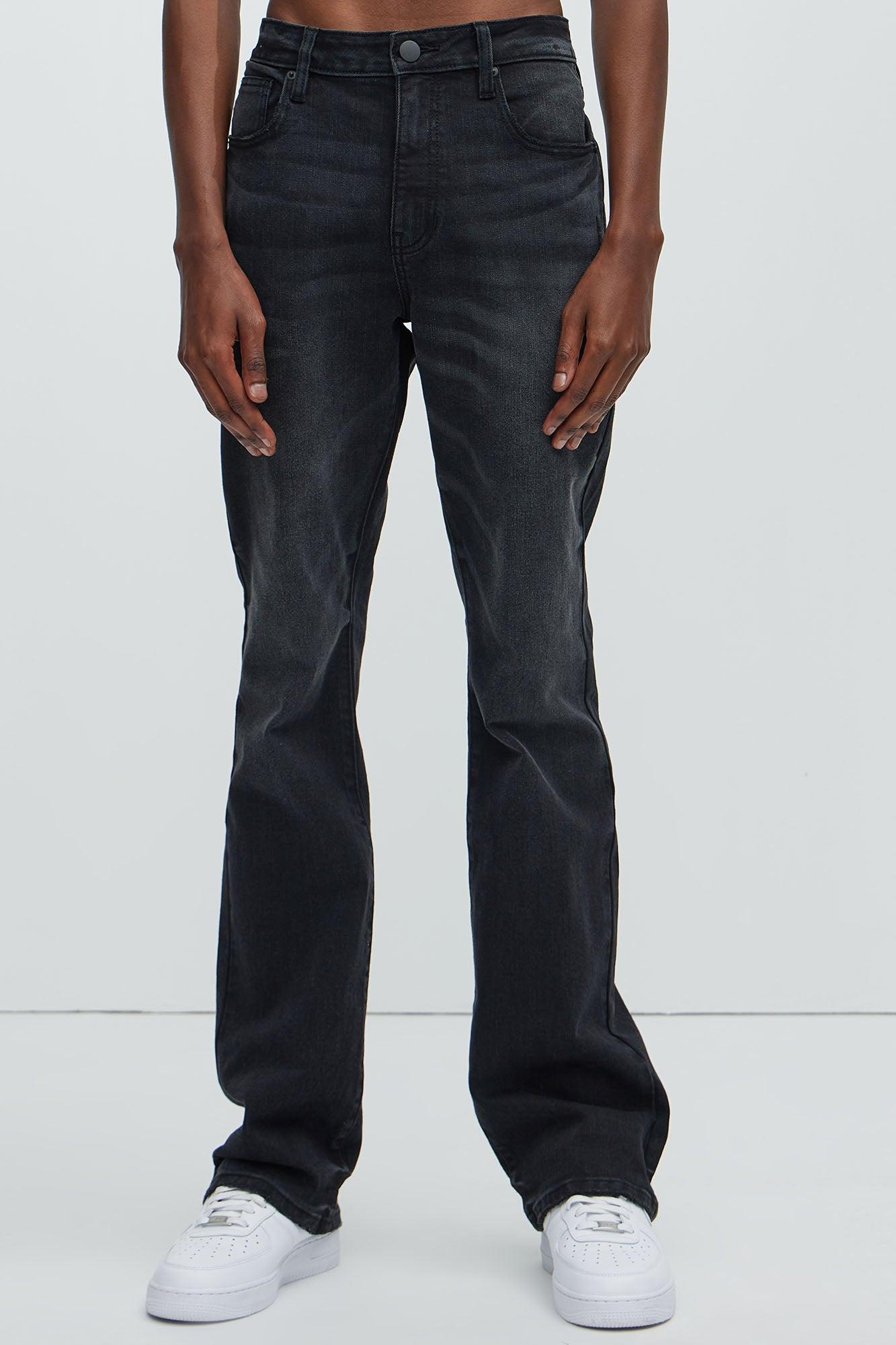 Gabriel Stacked Slim Flare Jeans - Black Wash Product Image