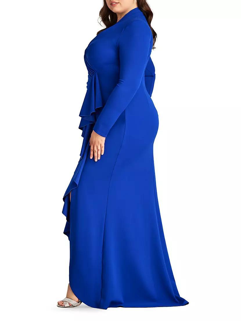 Plus Asymmetic Ruffle Crepe Gown Product Image