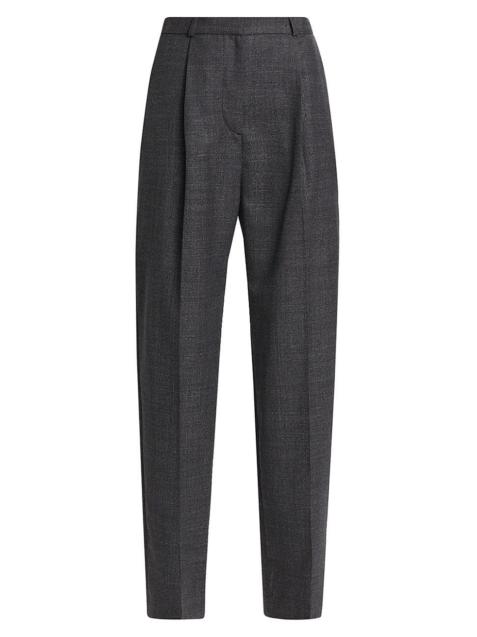 Womens Single-Pleat Wool-Blend Tapered Trousers product image