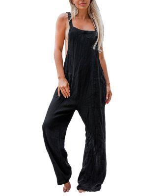 Women's Black Square Neck Jumpsuit Product Image