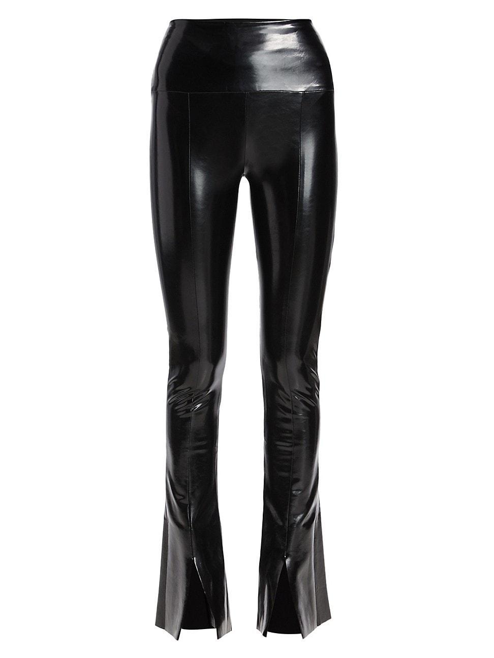 Norma Kamali Faux Leather Slit Hem Leggings Product Image