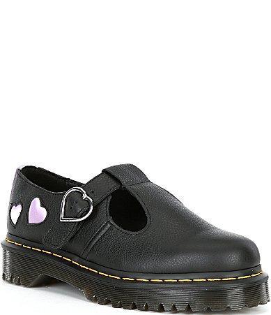 Dr. Martens Womens Polley Heart Leather Platform Mary Jane Oxfords Product Image