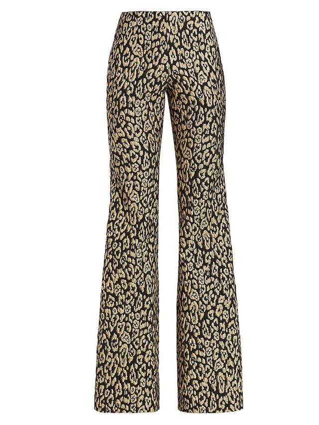 Womens Leopard Jacquard Flare Pants Product Image