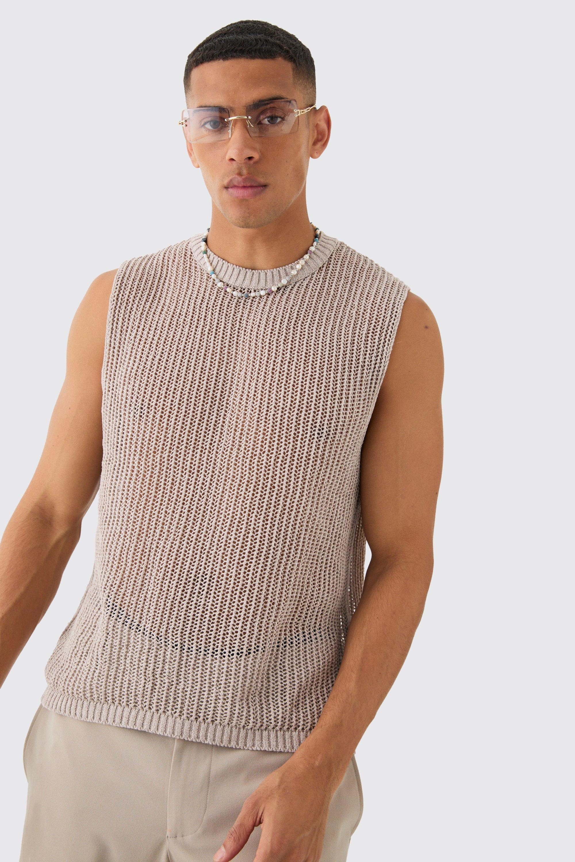 Open Stitch Tank | boohooMAN USA Product Image