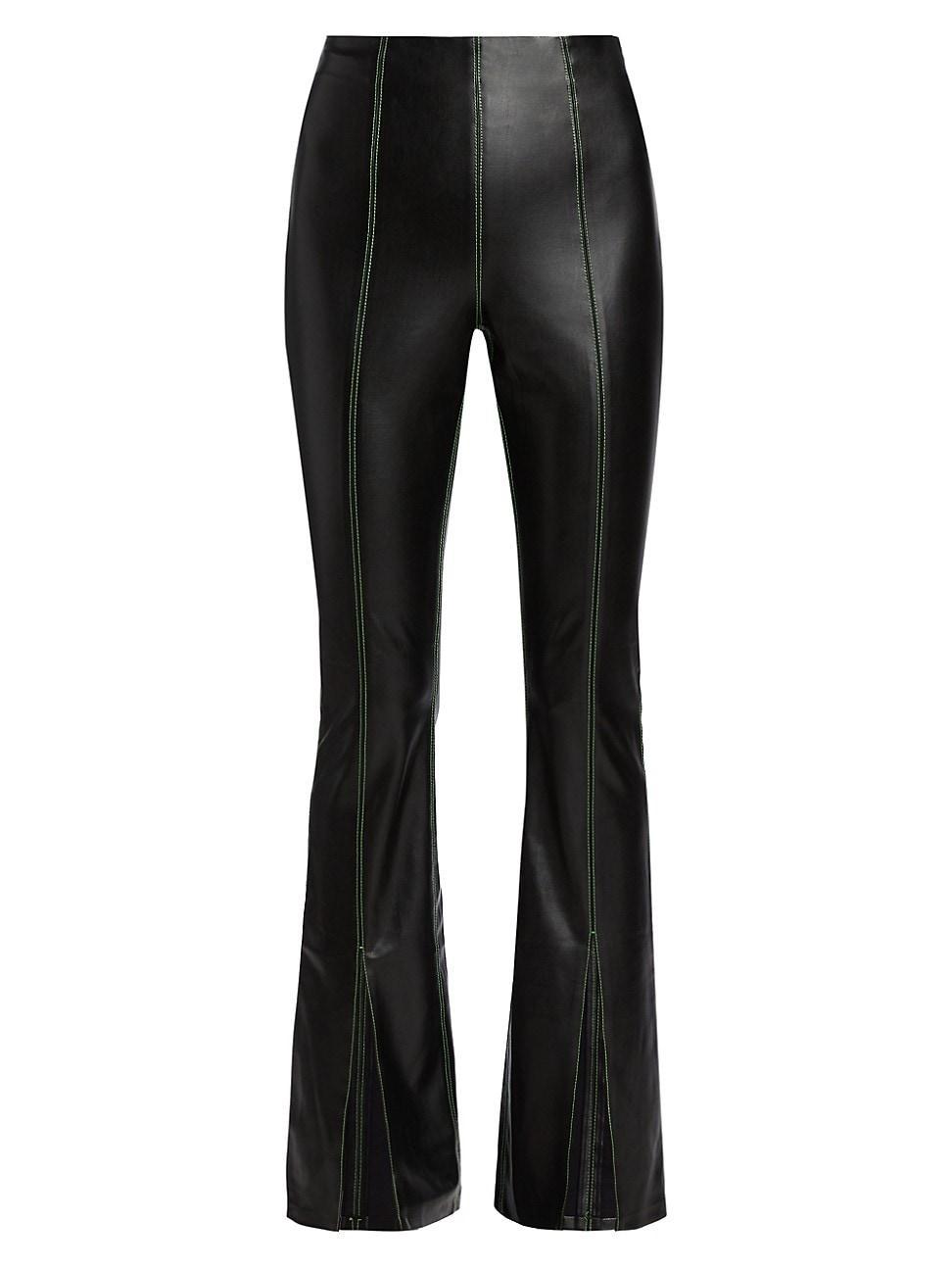 Womens Iver Faux-Leather Boot-Cut Pants Product Image