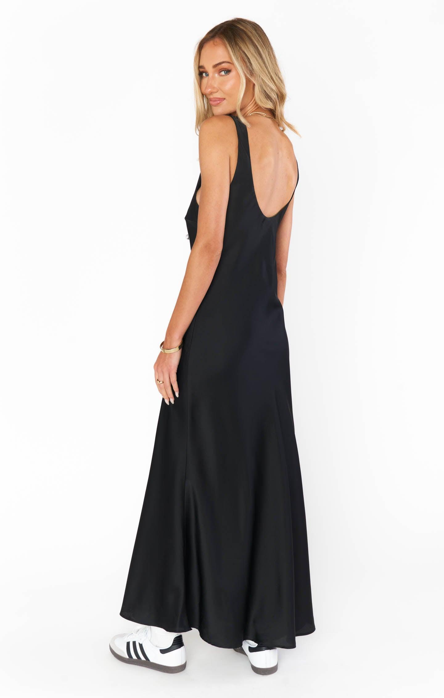 Serenade Slip Dress ~ Black Luxe Satin Product Image