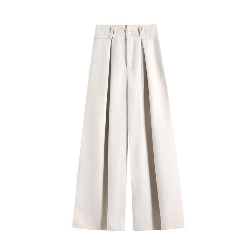 High Waist Plain Wide Leg Pants Product Image