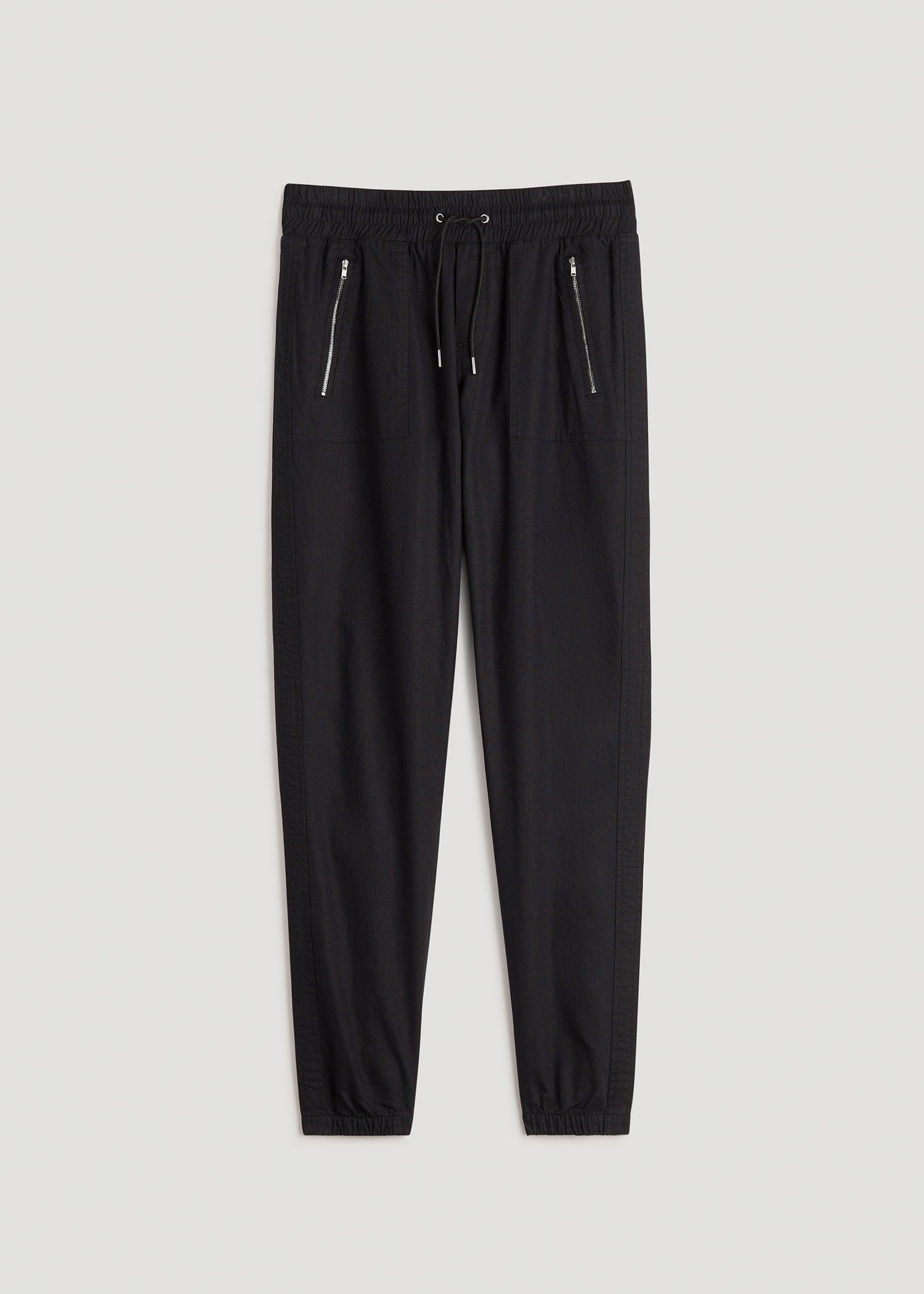 Pull-On Linen Joggers for Tall Women in Black Female Product Image