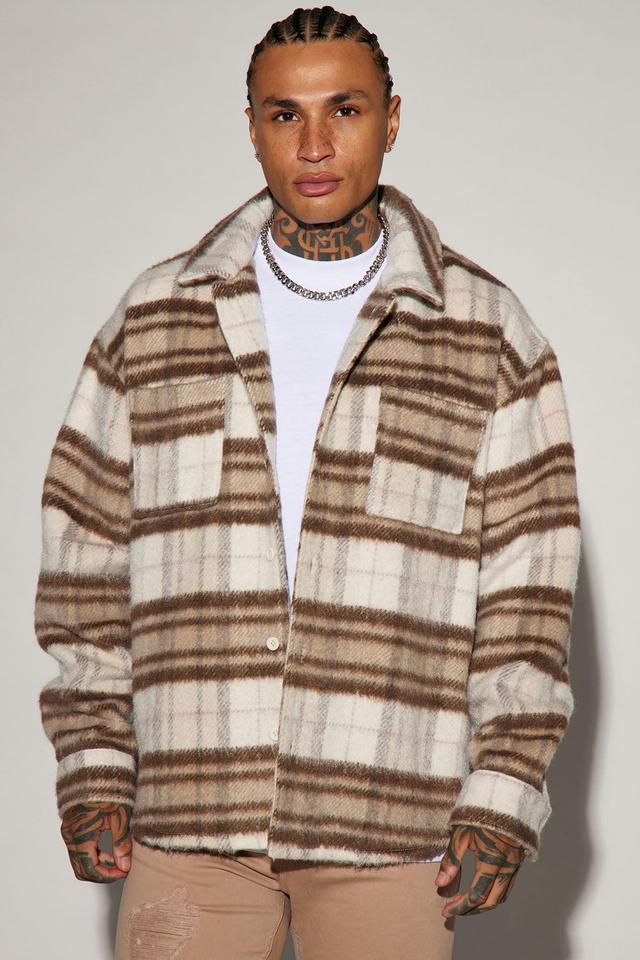 Move Up Plaid Shacket - Cream/combo Product Image