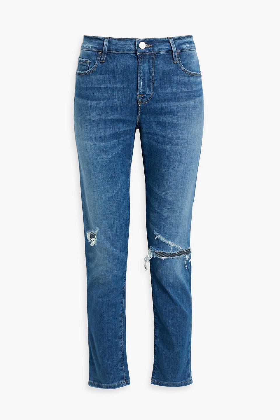 Distressed Mid-rise Straight-leg Jeans In Mid Denim product image