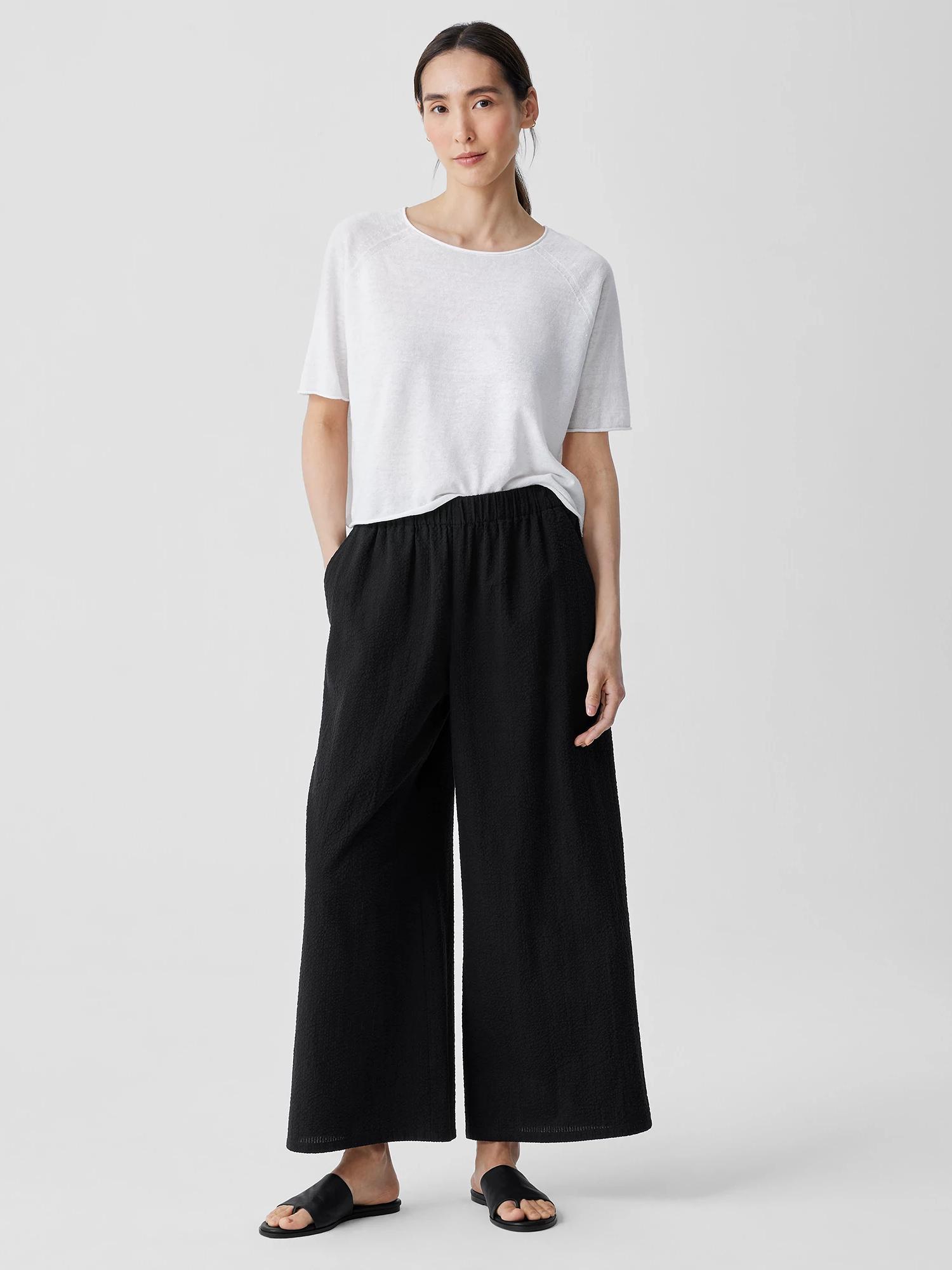 EILEEN FISHER Organic Cotton Ripple Wide-Leg Pantfemale Product Image