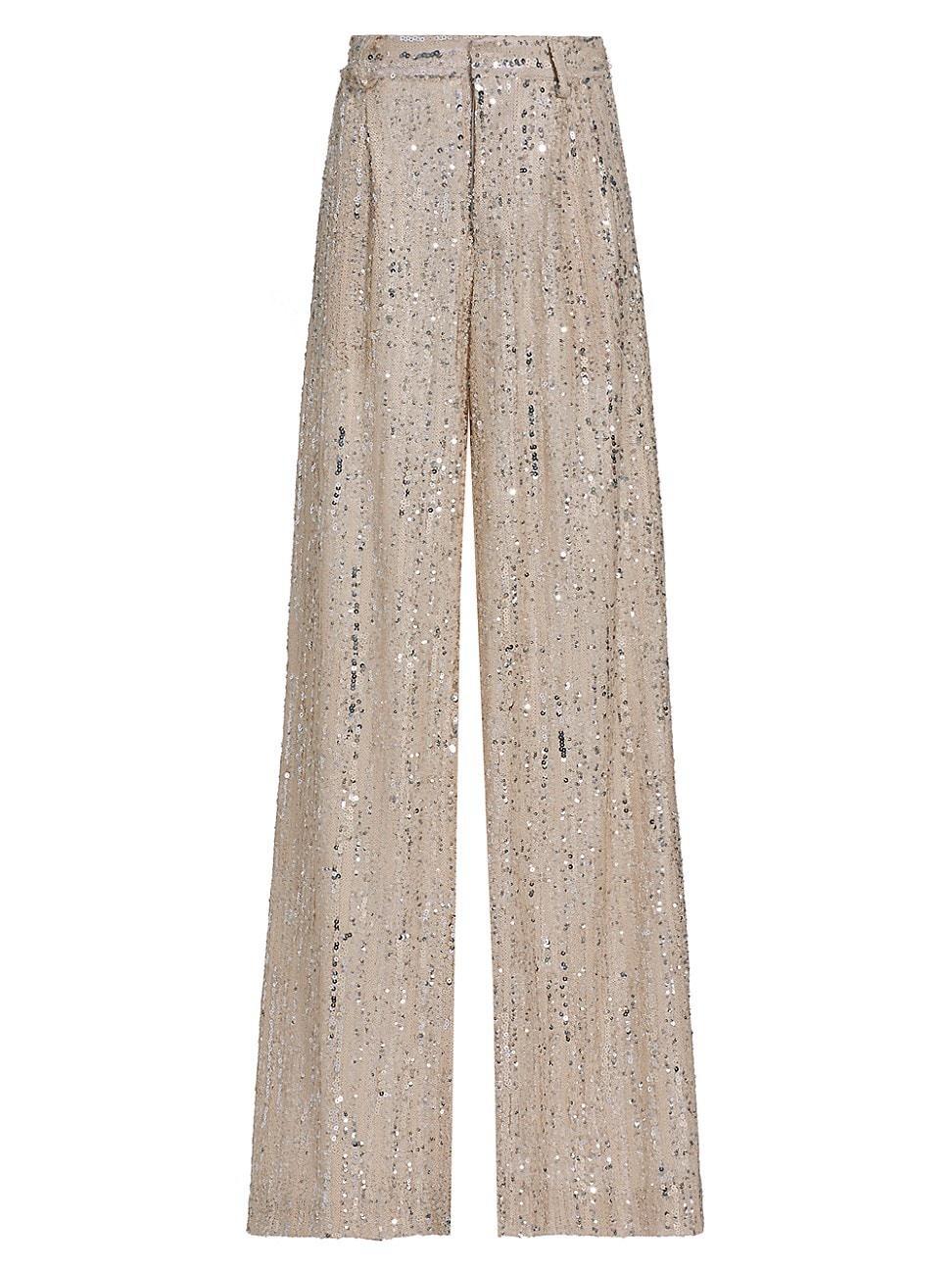 Womens Tate Sequined Wide-Leg Trousers Product Image