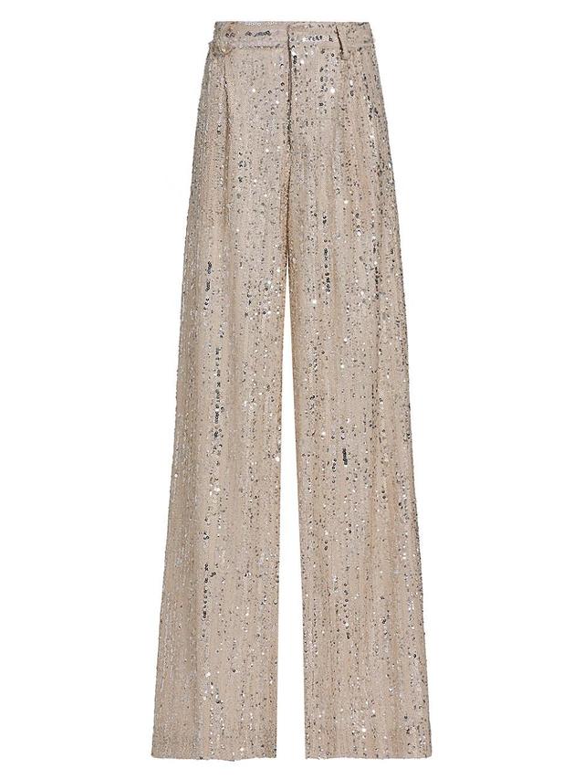 Womens Tate Sequined Wide-Leg Trousers Product Image