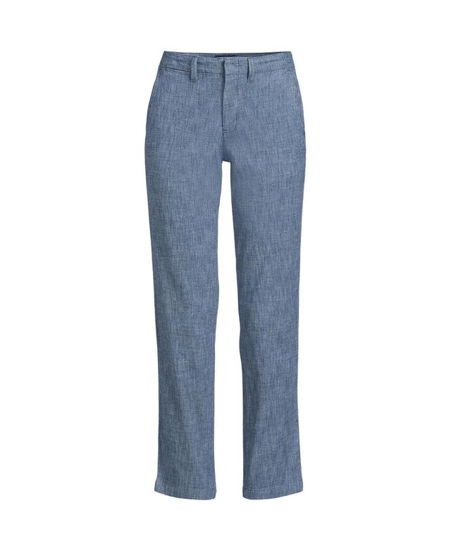 Lands End Womens Mid Rise Classic Straight Leg Chambray Ankle Pants Product Image