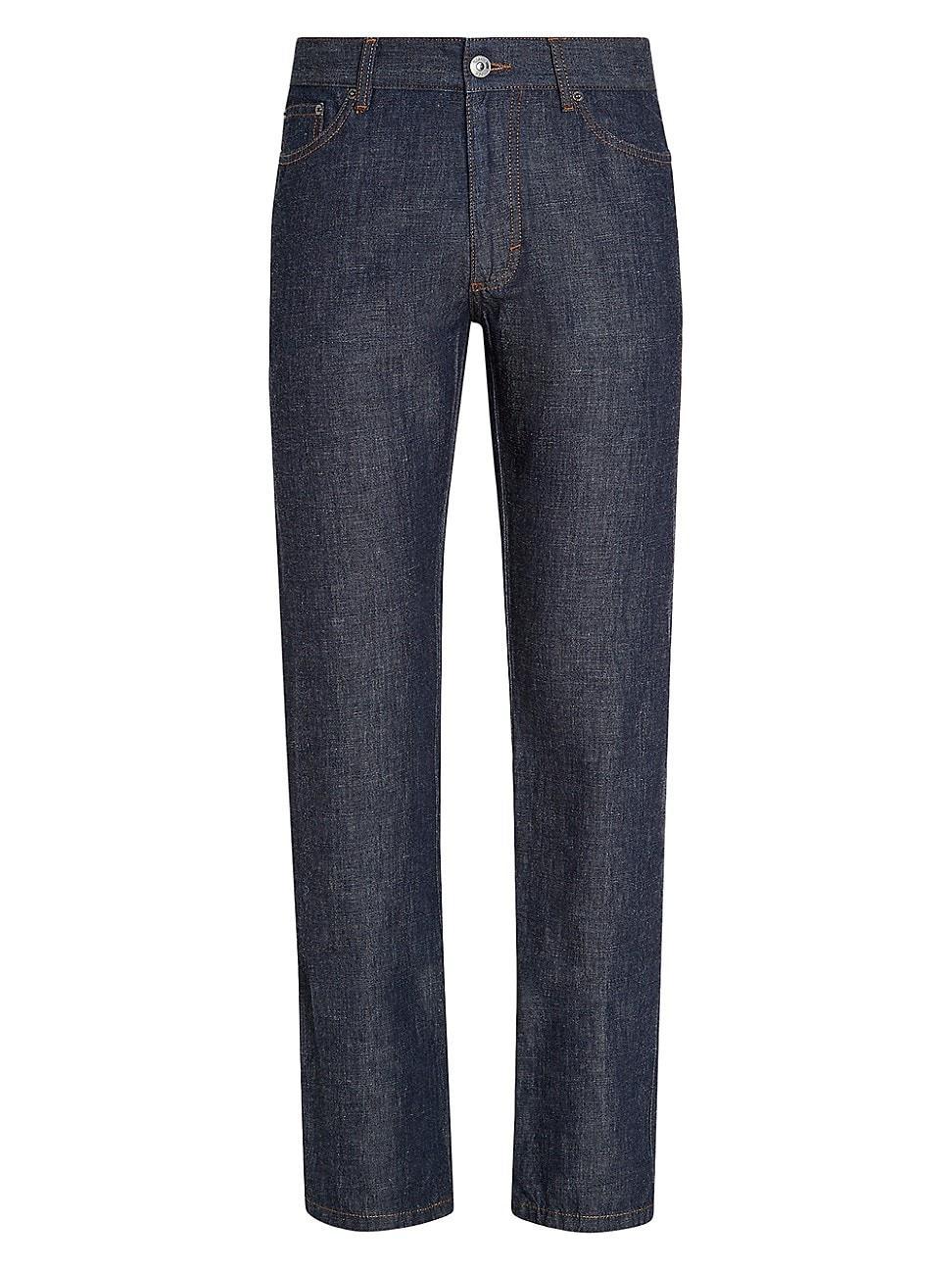 Mens Rinse-Washed Cotton and Linen Roccia Jeans Product Image