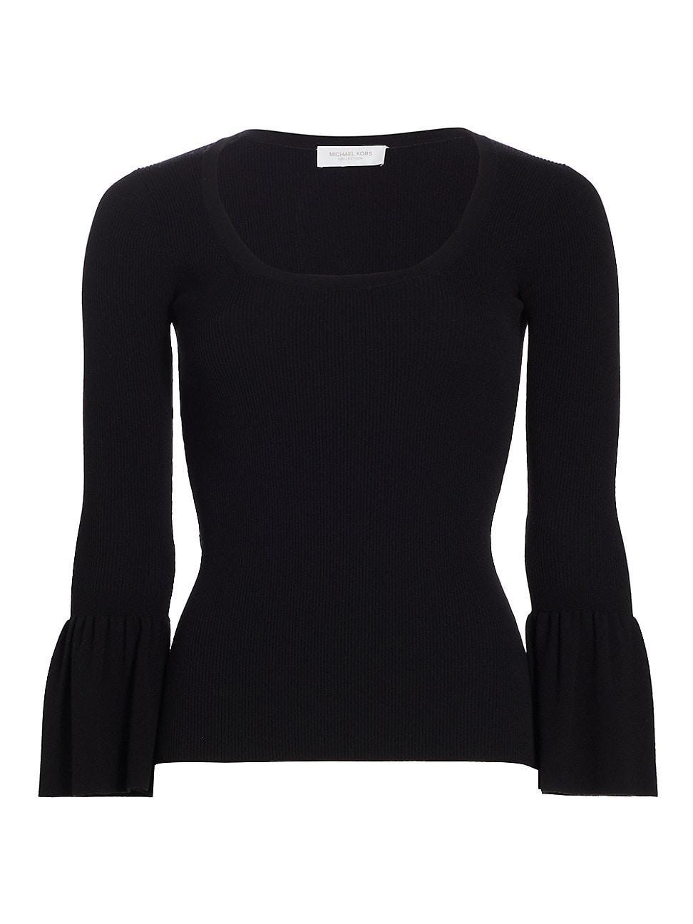 Womens Ruffle-Sleeve Scoopneck Top Product Image