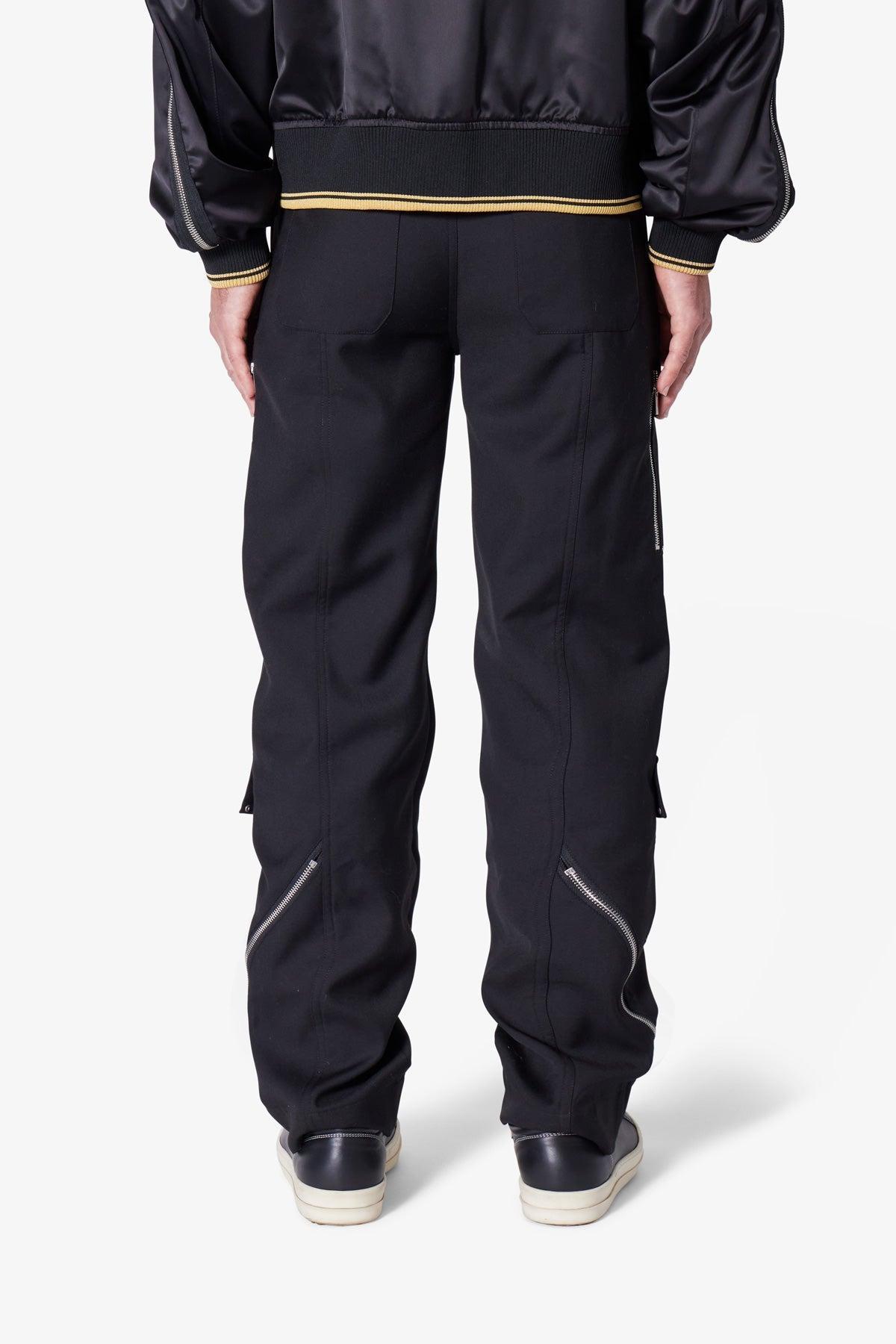 Angled Zip Cargo Pants - Black Product Image