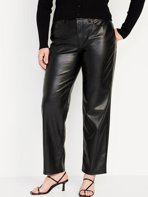 High-Waisted OG Loose Faux-Leather Pants Product Image