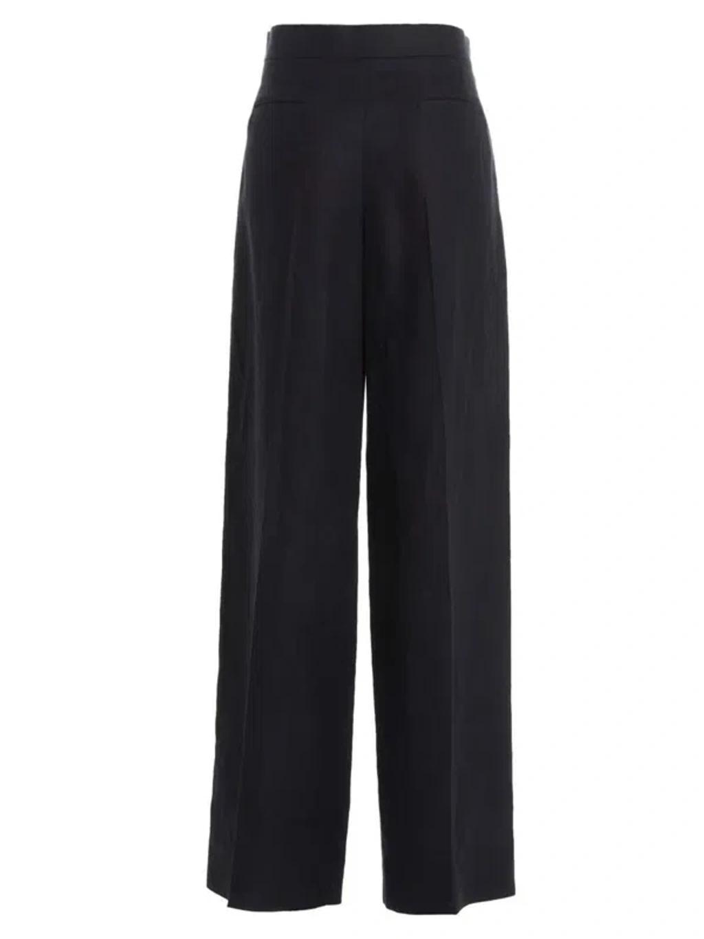 CHLOÉ Linen Straight-leg Pants In Blue Product Image