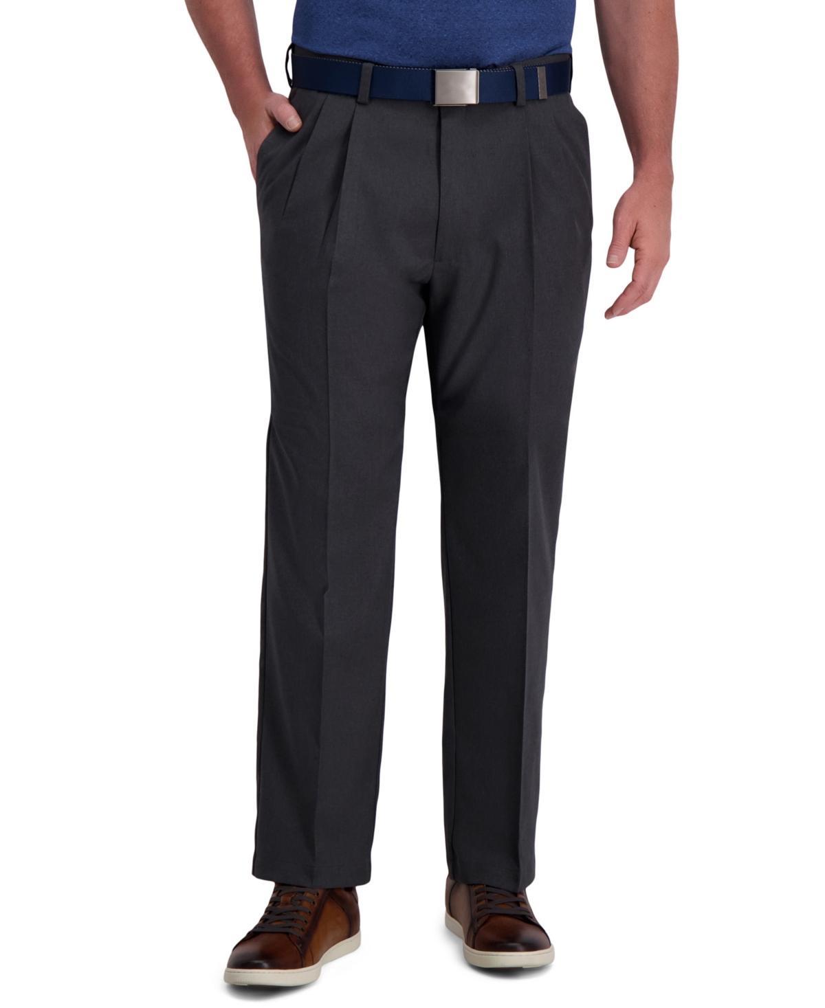 Mens Haggar Cool Right Performance Flex Classic-Fit Pleated Pants Product Image