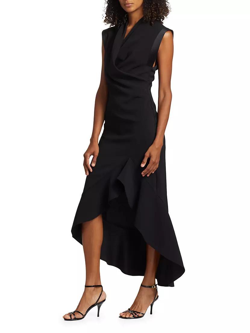 Ruffled Stretch Crepe High-Low Dress Product Image