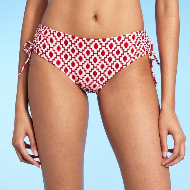 Womens Side Tunneled Hipster Bikini Bottom - Shade & Shore Red Geo Print Product Image