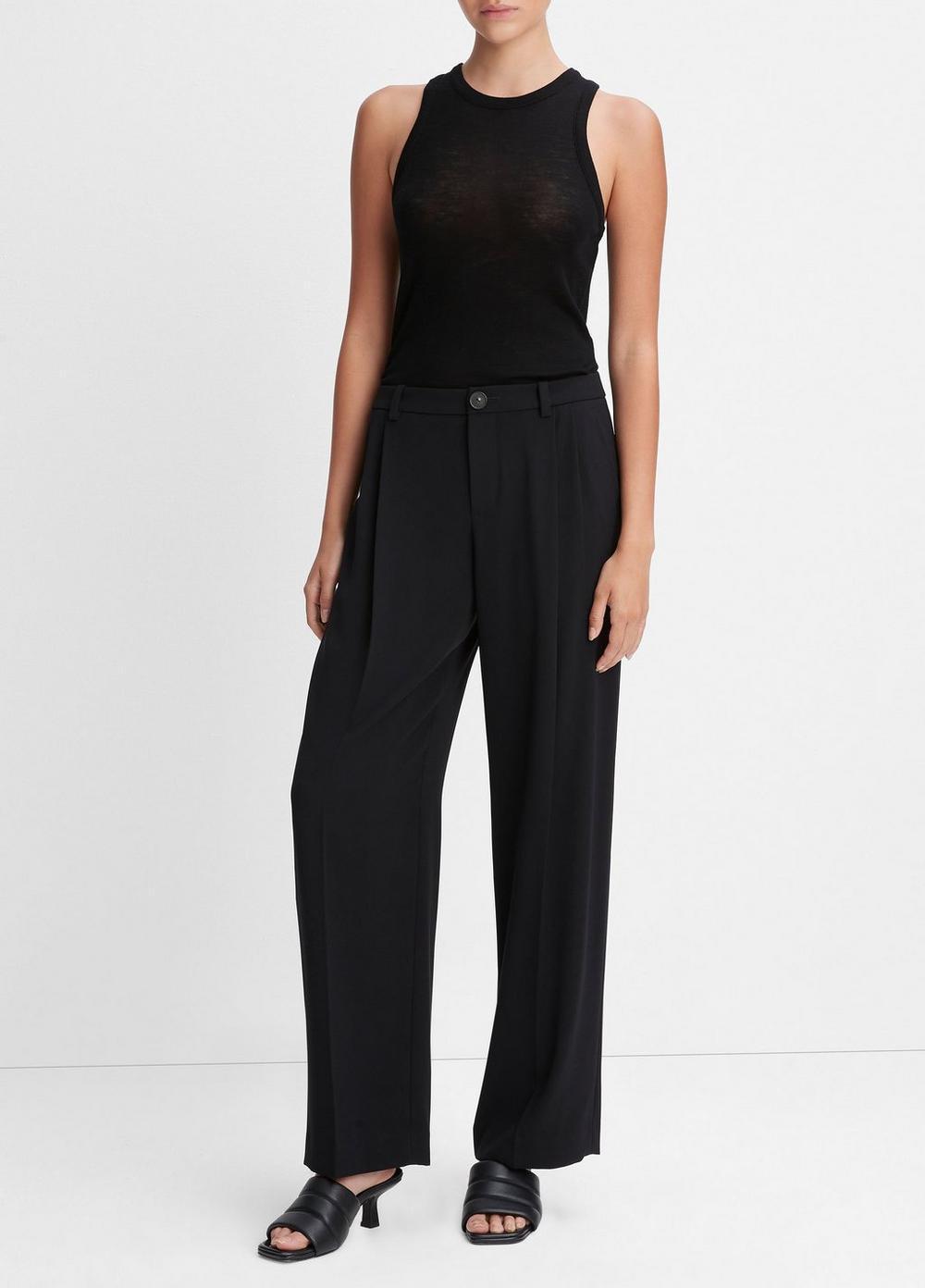 Drop-Waist Pleated Crepe Trouser Product Image