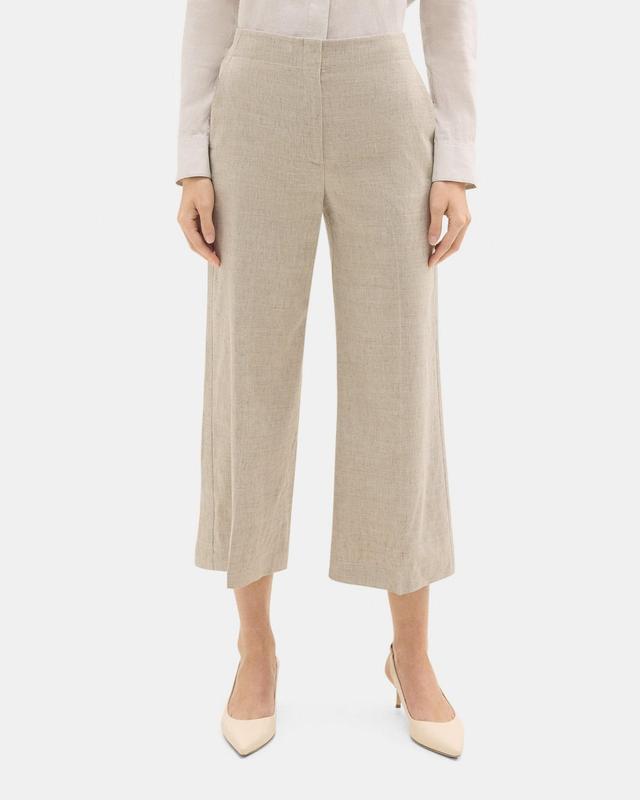 Wide-Leg Pull-On Pant in Stretch Linen-Blend Product Image