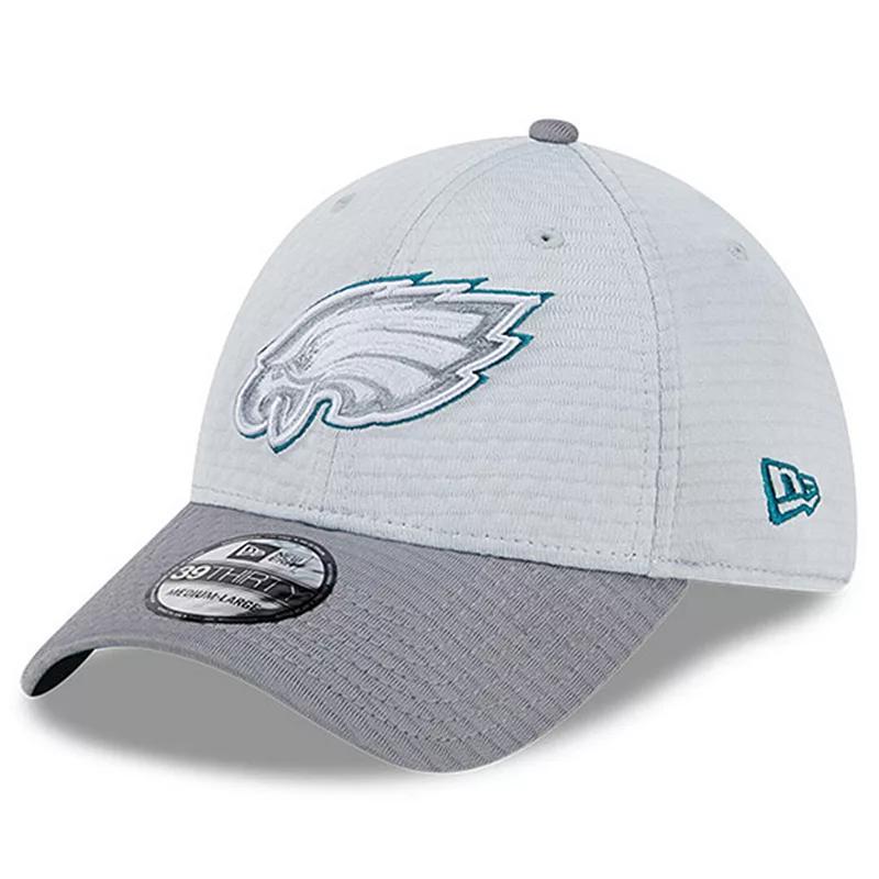 Mens New Era Gray Philadelphia Eagles 2024 NFL Training Camp 39THIRTY Flex Hat Product Image