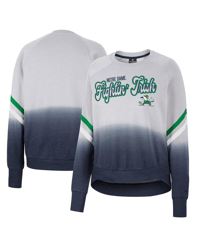 Womens Colosseum Gray Notre Dame Fighting Irish Cue Cards Dip-Dye Raglan Pullover Sweatshirt Product Image