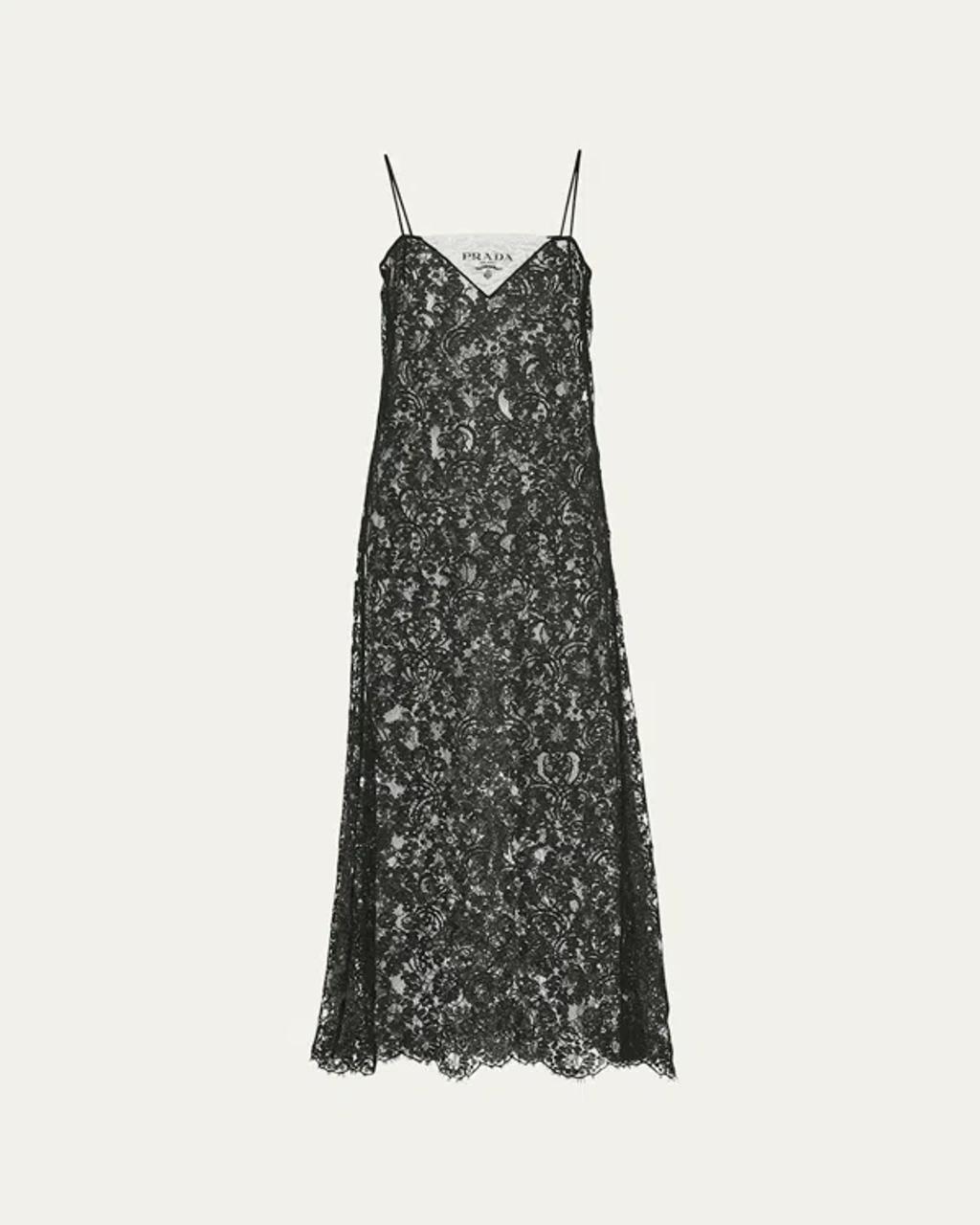 Lace-detailed Midi Dress In Black product image