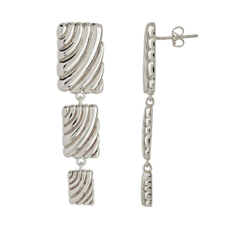 MC Collective Textured Square Linear Drop Earrings, Womens, Silver Tone Product Image