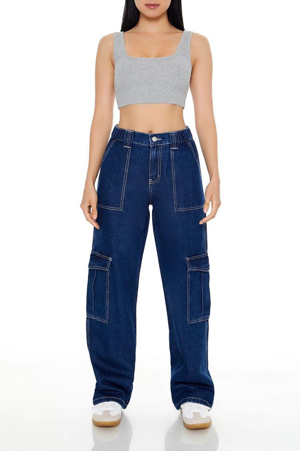 High-Rise Cargo Jeans | Forever 21 product image