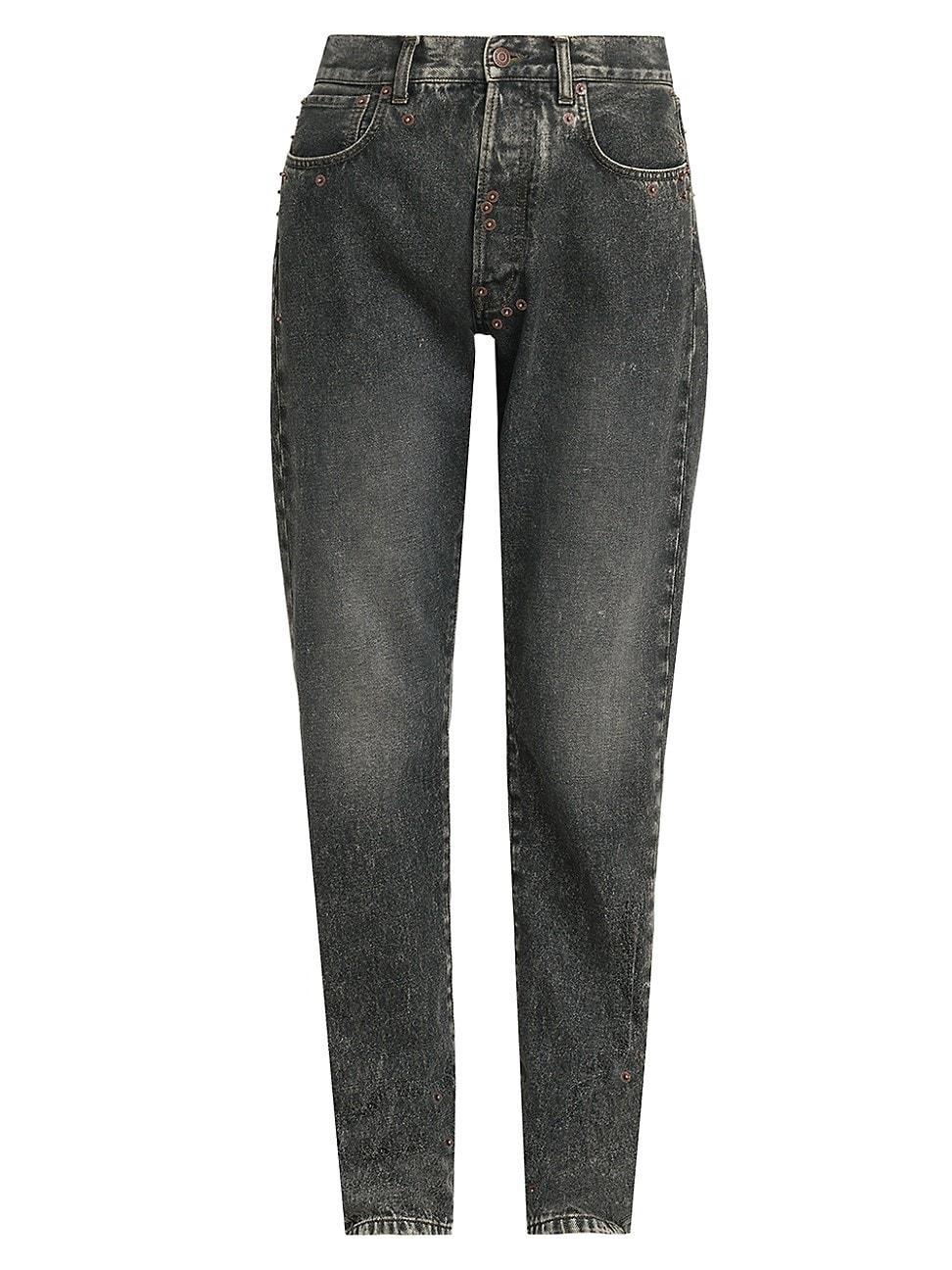 Womens Faded Tapered Mid-Rise Jeans product image