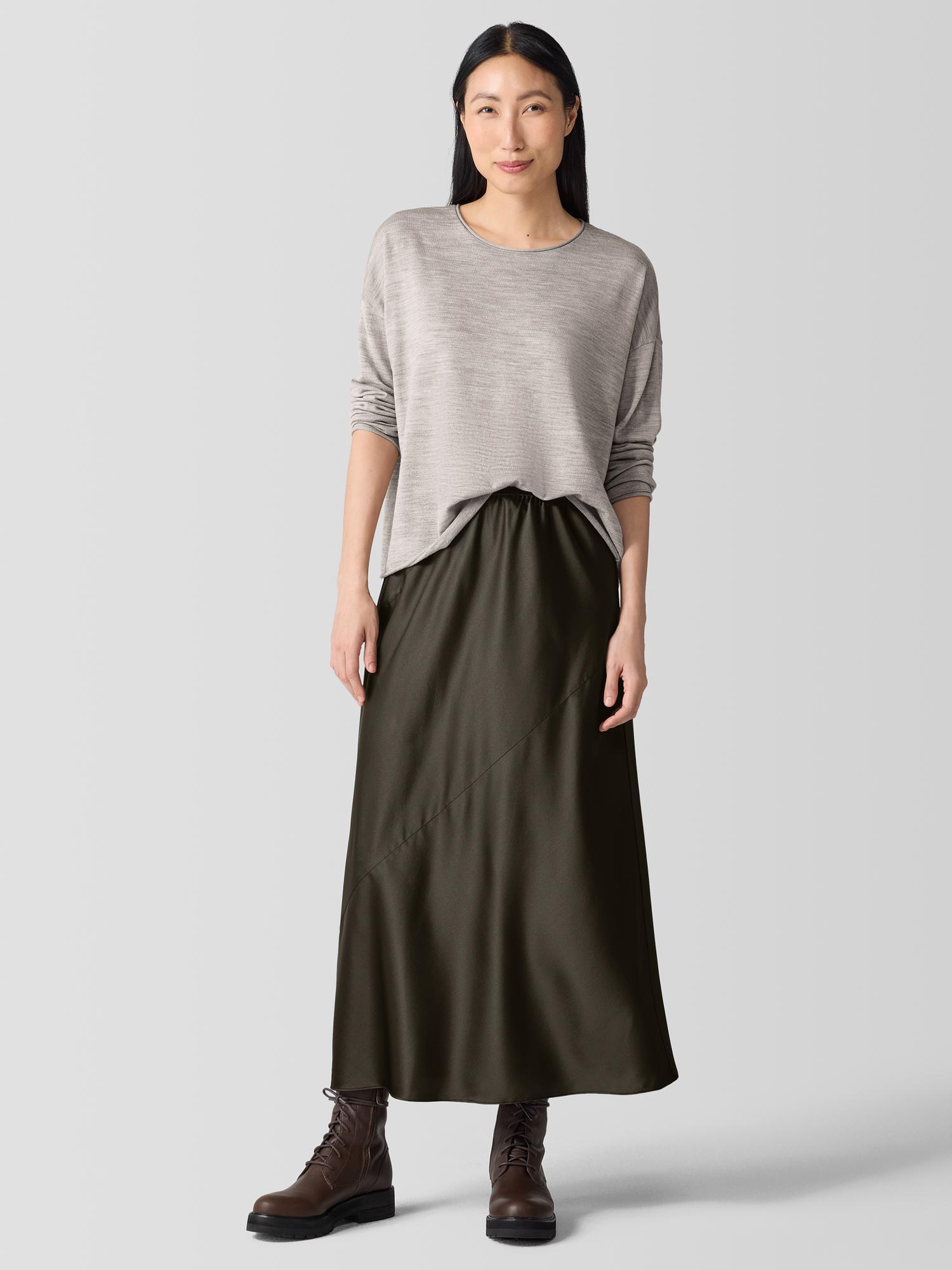 EILEEN FISHER Stretch Silk Charmeuse Bias Skirtfemale Product Image