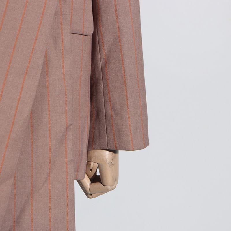 Pinstriped Asymmetrical Single-Breasted Blazer Product Image